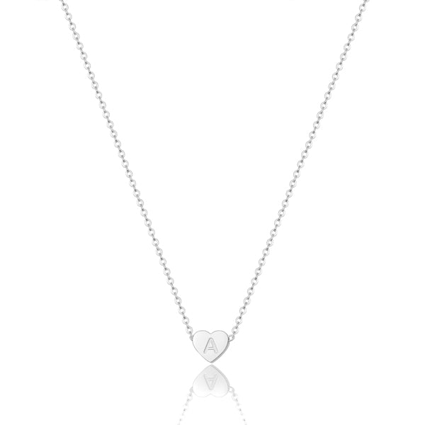 Classy Women Small Silver Initial Heart Necklace-DaoMao