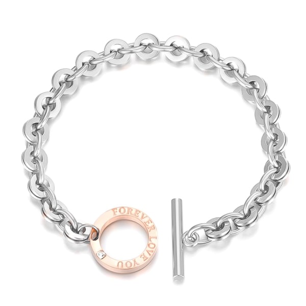 Classy Women Silver & Rose Gold Love Chain Bracelet-DaoMao