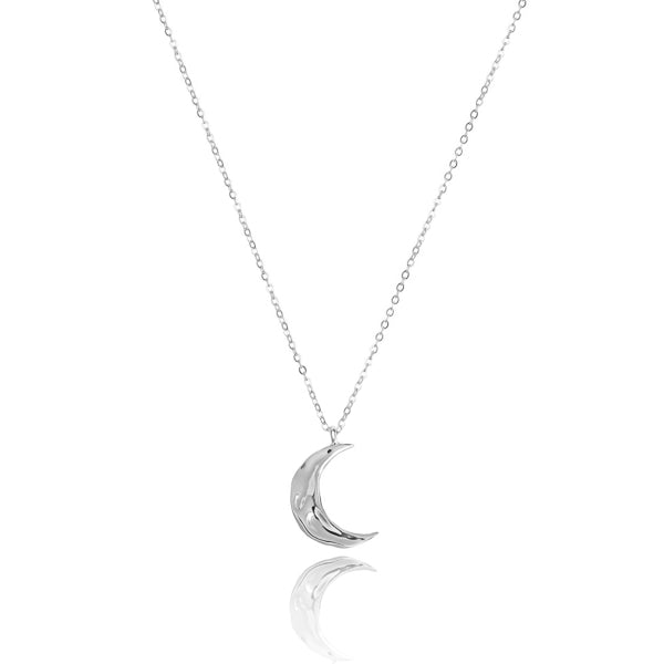 Classy Women Silver Crescent Moon Necklace-DaoMao
