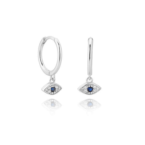 Classy Women Silver Crystal Eye Mini Hoop Earrings-DaoMao