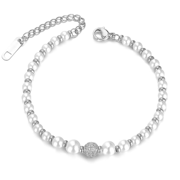 Classy Women Silver Crystal Pearl Bracelet-DaoMao