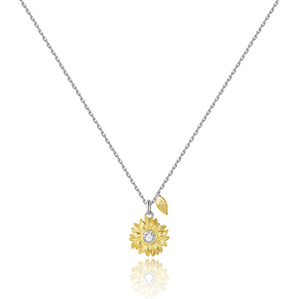 Classy Women Silver & Gold Sunflower Pendant Necklace-DaoMao