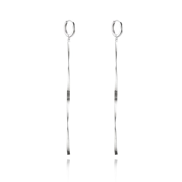 Classy Women Silver Herringbone Chain Earrings-DaoMao