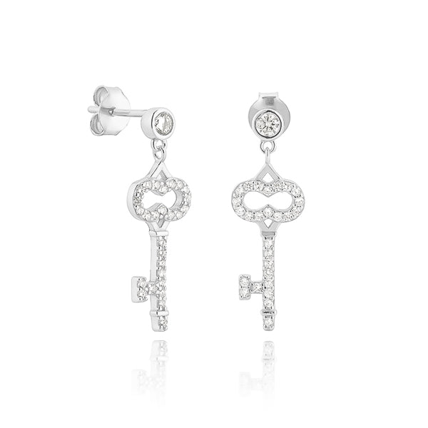 Classy Women Silver Key Earrings-DaoMao