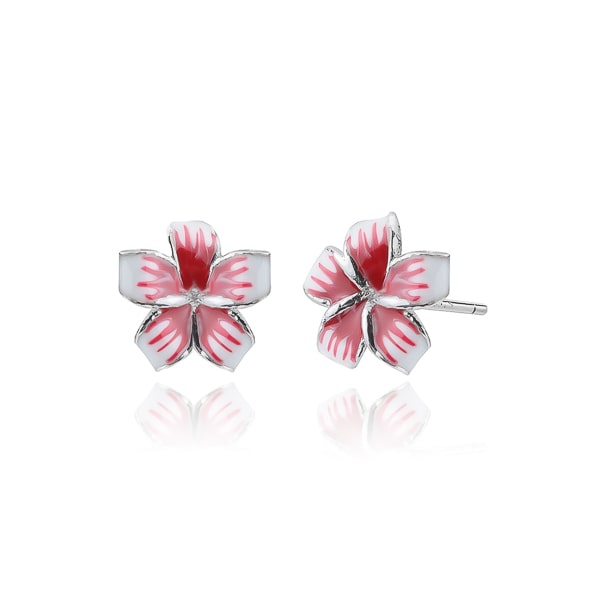 Classy Women Silver Lily Flower Stud Earrings-DaoMao