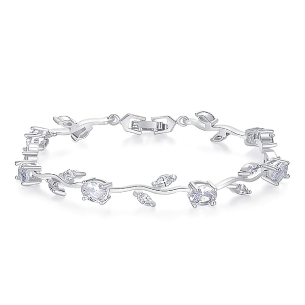 Classy Women Silver Rose Crystal Bracelet-DaoMao