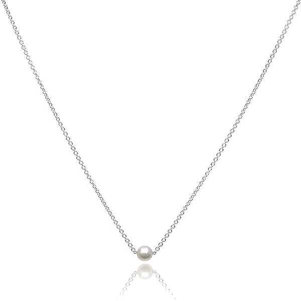 Classy Women Silver Single Freshwater Pearl Choker Necklace-DaoMao