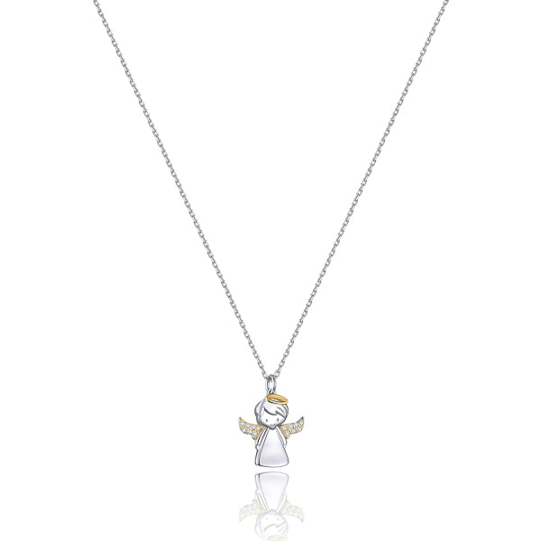 Classy Women Silver Tiny Guardian Angel Pendant Necklace-DaoMao