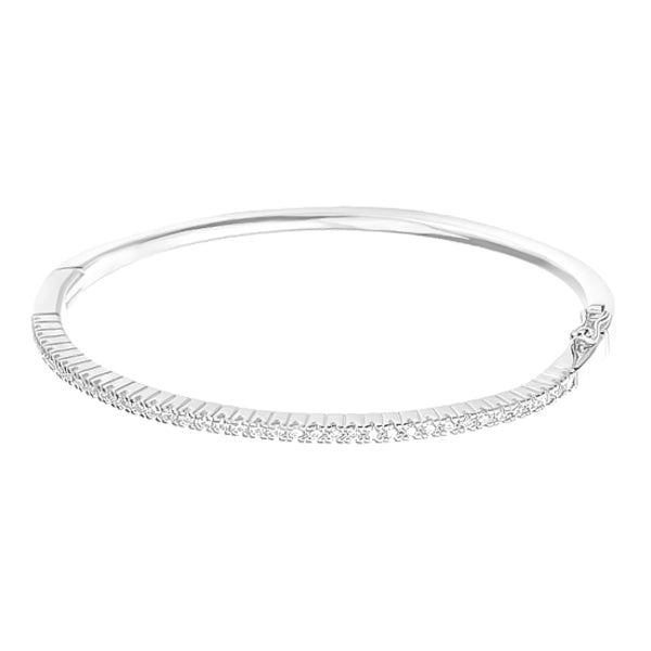 Classy Women Silver Zirconia Bangle Bracelet-DaoMao