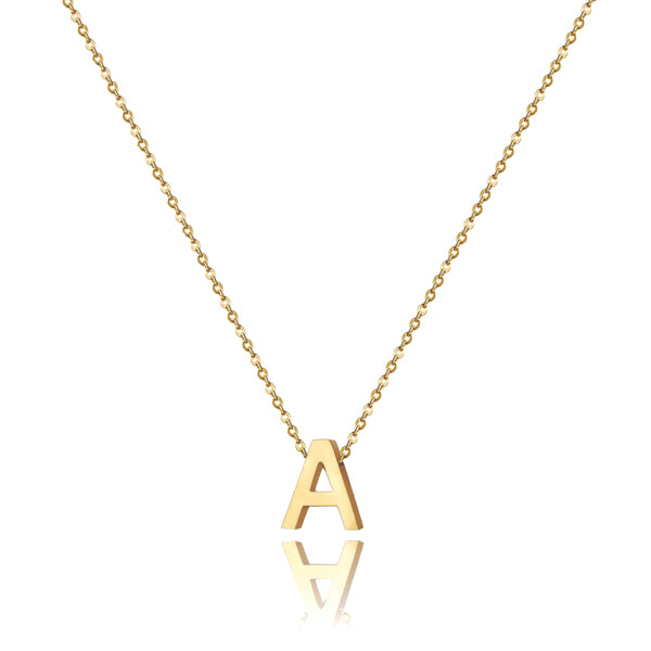 Classy Women Simple Gold Initial Letter Necklace-DaoMao
