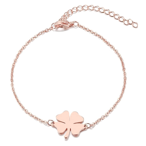 Classy Women Simple Rose Gold Clover Luck Bracelet-DaoMao