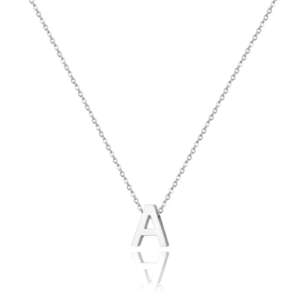 Classy Women Simple Silver Initial Letter Necklace-DaoMao