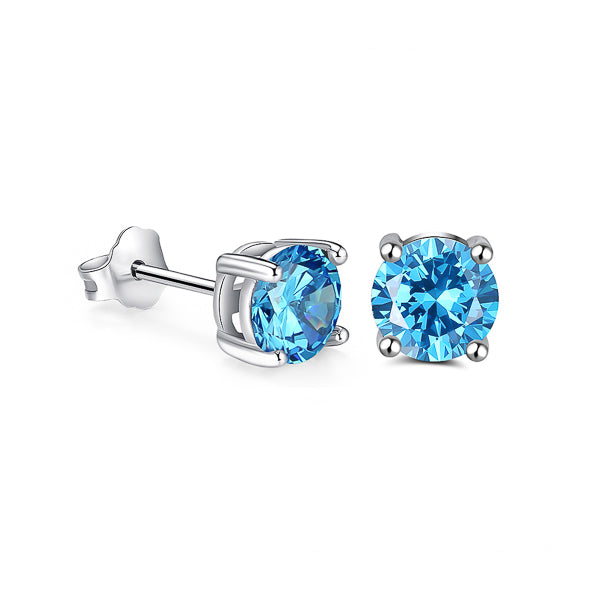 Classy Women Sky Blue Cubic Zirconia Stud Earrings-DaoMao
