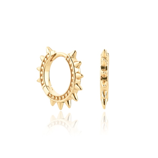 Classy Women Small Gold Spike Hoop Earrings-DaoMao