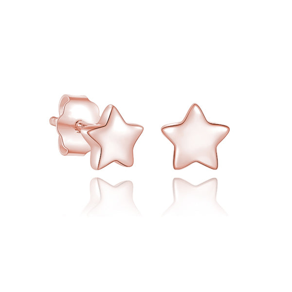 Classy Women Small Rose Gold Star Stud Earrings-DaoMao