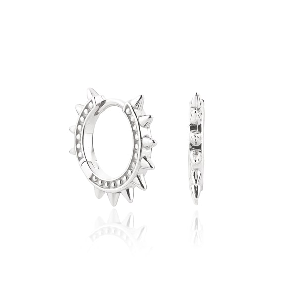 Classy Women Small Silver Spike Hoop Earrings-DaoMao