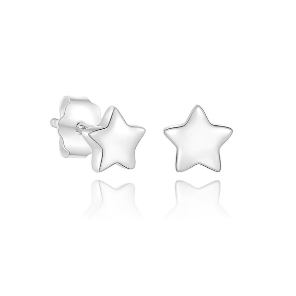 Classy Women Small Silver Star Stud Earrings-DaoMao