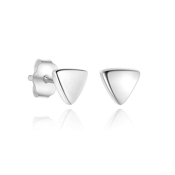 Classy Women Small Silver Triangle Stud Earrings-DaoMao