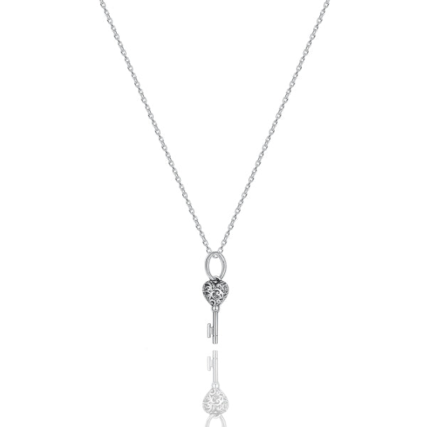Classy Women Silver Key Pendant Necklace-DaoMao