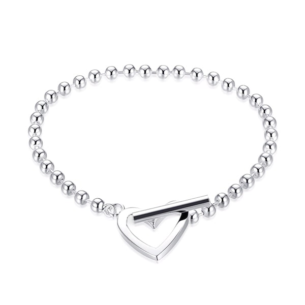 Classy Women Sterling Silver Beaded Heart Bracelet-DaoMao