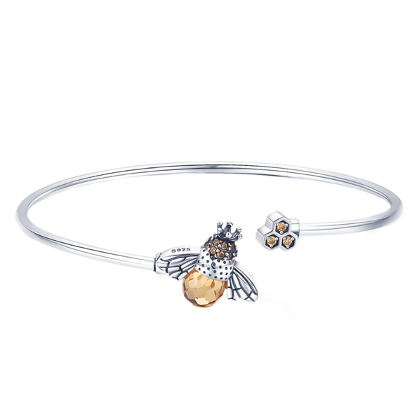 Classy Women Sterling Silver Bee Cuff Bracelet-DaoMao
