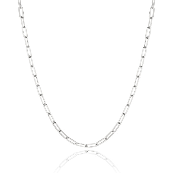 Classy Women Sterling Silver Paperclip Chain Necklace-DaoMao