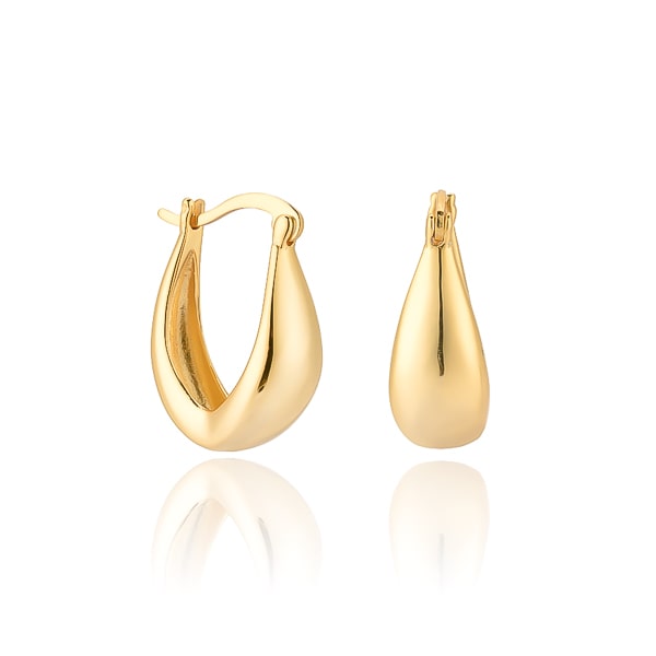Classy Women Thick Gold Teardrop Hoop Earrings-DaoMao
