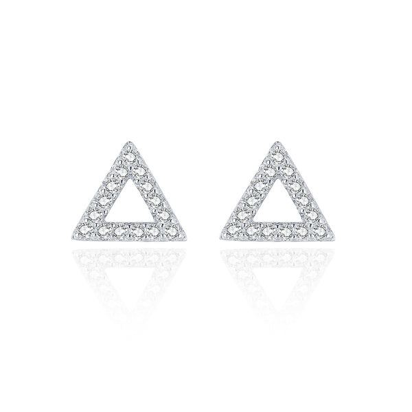 Classy Women Triangle Pavé Cubic Zirconia Stud Earrings-DaoMao