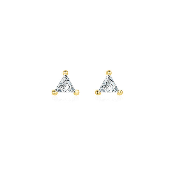 Classy Women Gold Triangle CZ Mini Stud Earrings-DaoMao