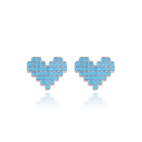 Classy Women Turquoise Heart Stud Earrings-DaoMao