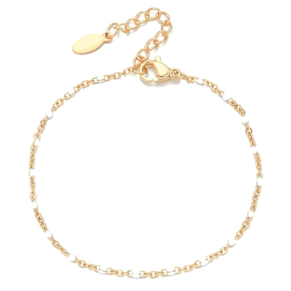 Classy Women White Beaded Gold Chain Bracelet-DaoMao