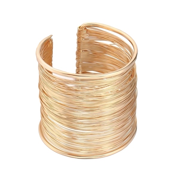 Classy Women Wide Gold Wire Cuff Bracelet-DaoMao