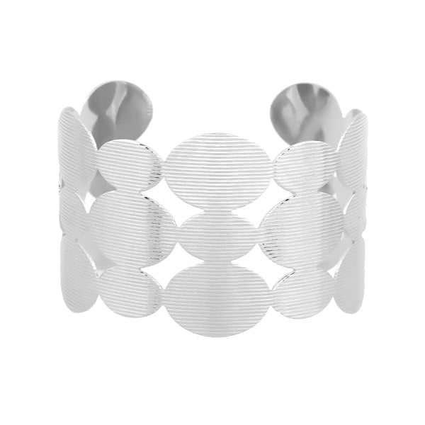 Classy Women Wide Silver Geometric Cuff Bracelet-DaoMao