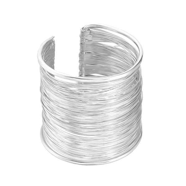 Classy Women Wide Silver Wire Cuff Bracelet-DaoMao