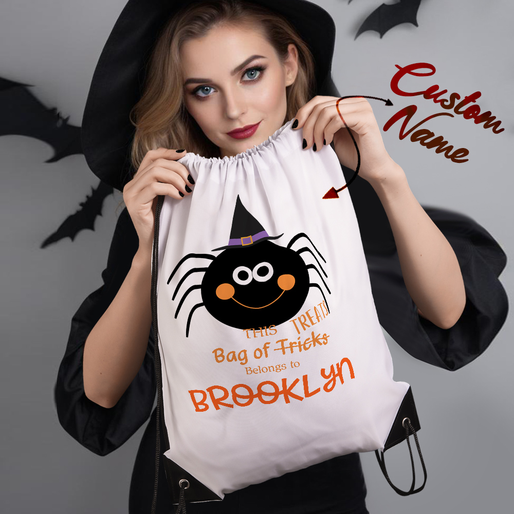 Custom Engraved Halloween-Themed Drawstring Bags for Trick-or-Treating and Festive Fun- mikcustom.com