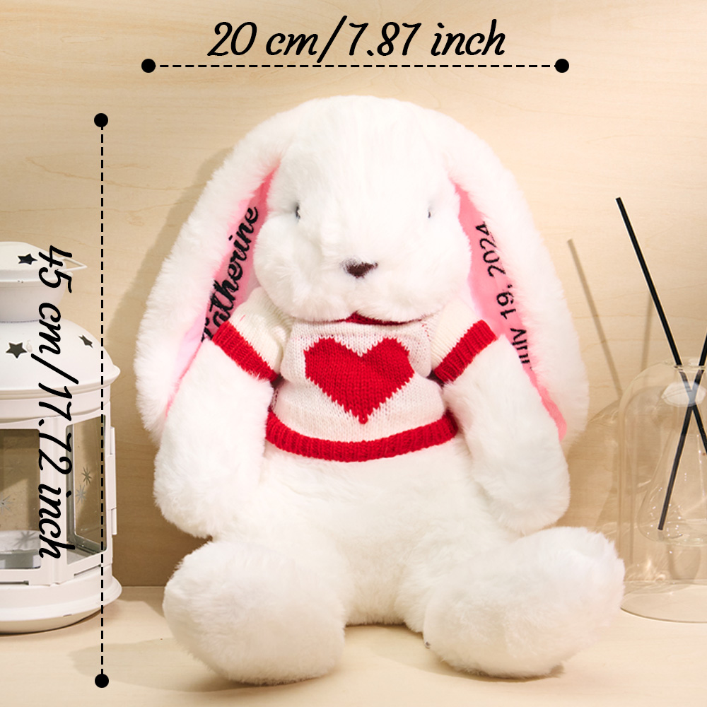 Personalized Sweater Bunny Plush Toys Custom Rabbit with Embroidered Name Gift for Children- mikcustom.com