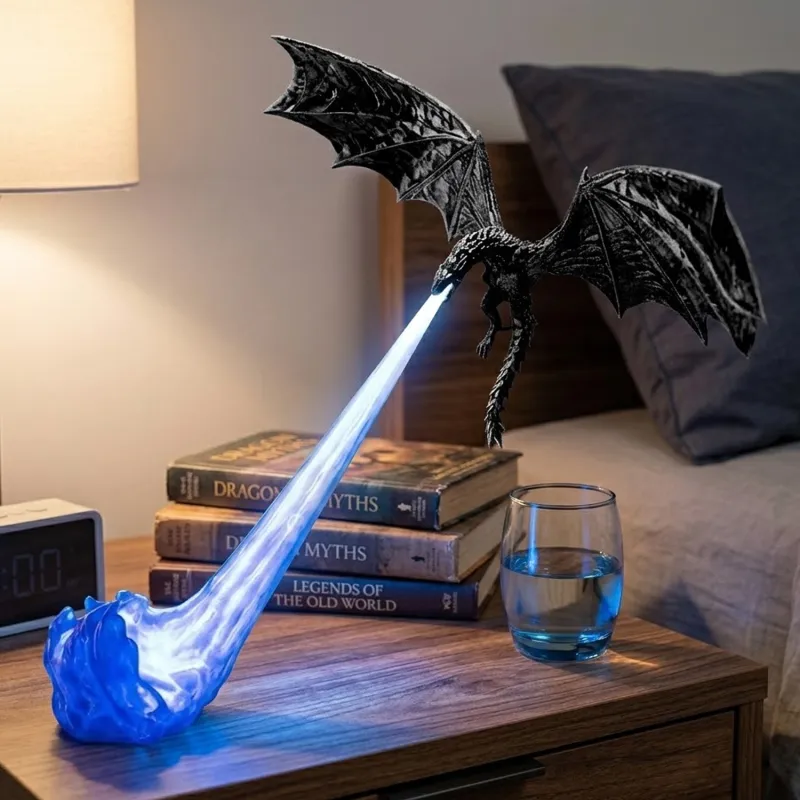 Dragon Flame Book Nook – Glowing Fantasy Bookshelf Decor