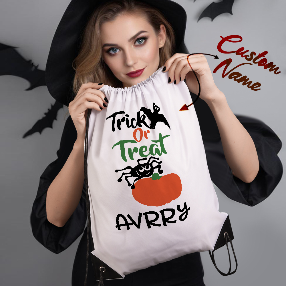 Custom Engraved Halloween-Themed Drawstring Bags for Trick-or-Treating and Festive Fun- mikcustom.com