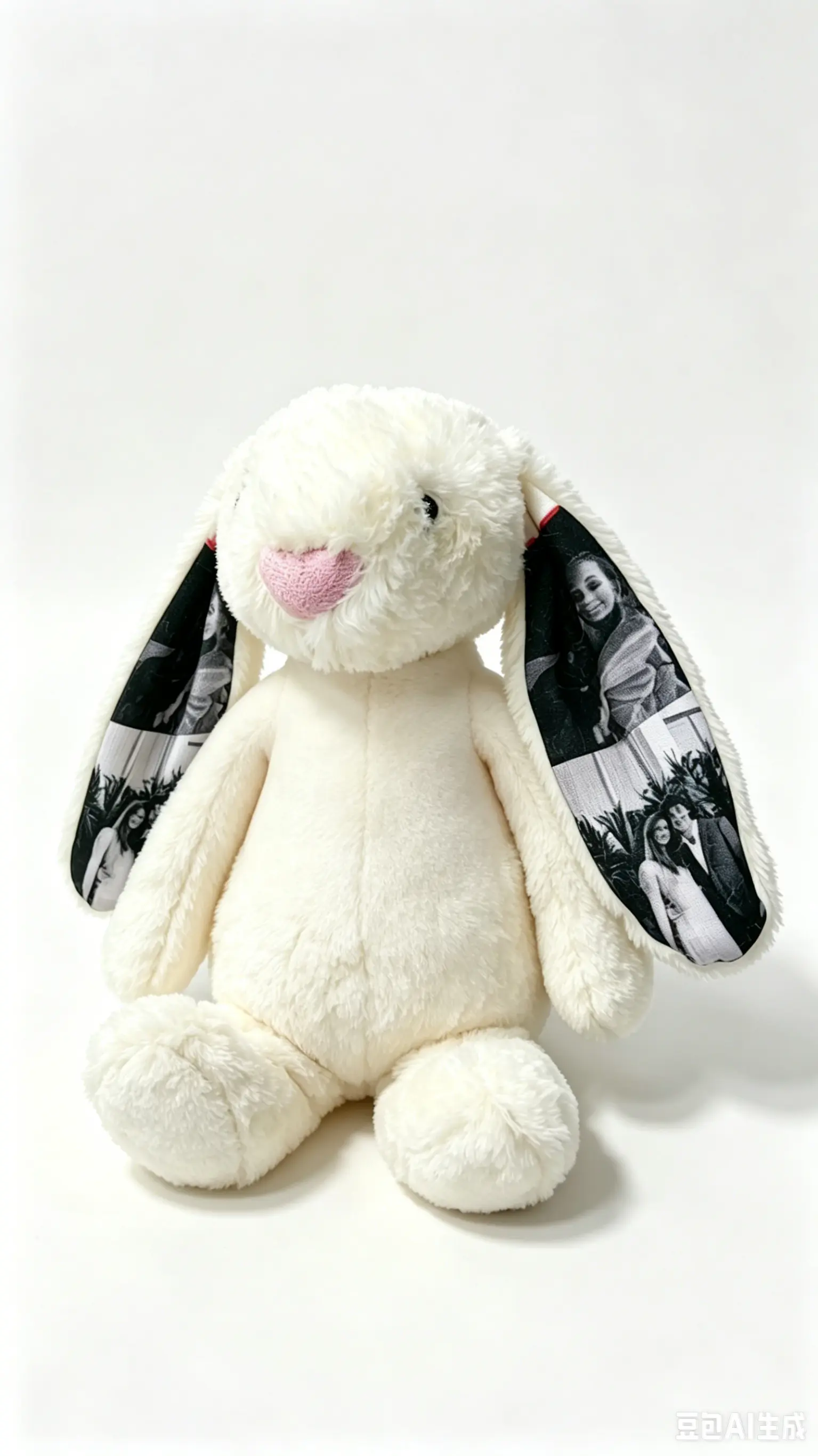 Custom Photo Bunny Plush Personalized Hidden Ear Picture Gift for Couples Anniversary Mother's Day Gifts- mikcustom.com