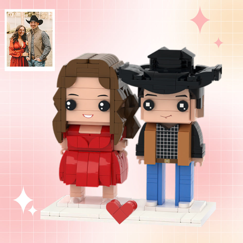 Customizable Fully Body 2 People Custom Brick Figures Denim Suit Brick Me Figures- mikcustom.com