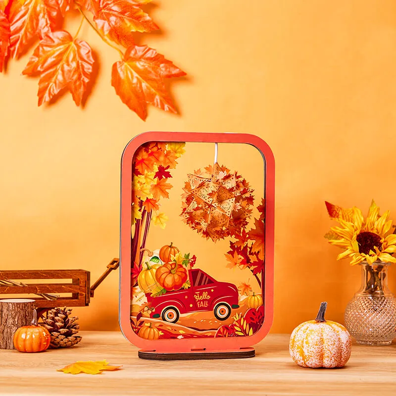 3D Paper Sculpture Night Light Fall Truck Halloween Gifts for Kids and Adults Great Decor Light in Bedroom Living Room- mikcustom.com