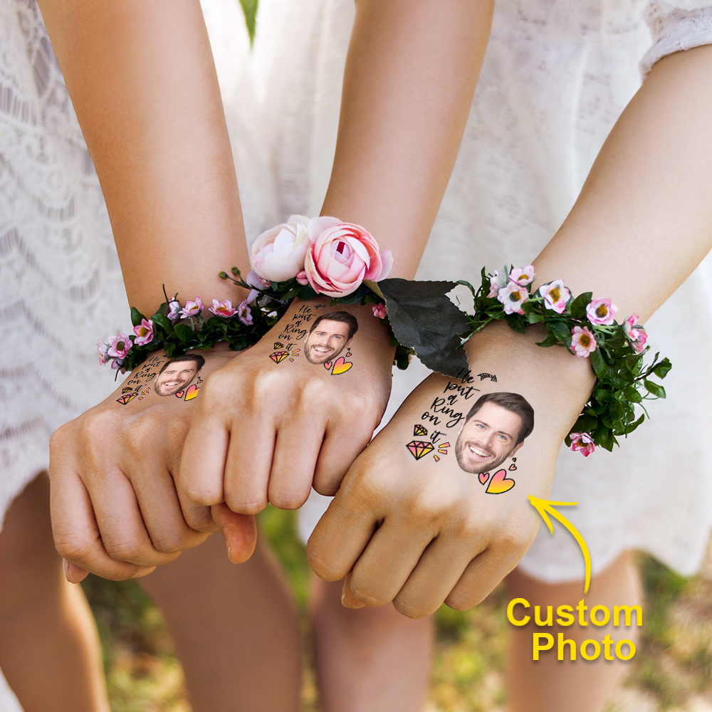 Personalized Waterproof Temporary Face Photo Tattoo Stickers with Name Set of 15 Bachelorette Party Birthday Wedding Favors- mikcustom.com