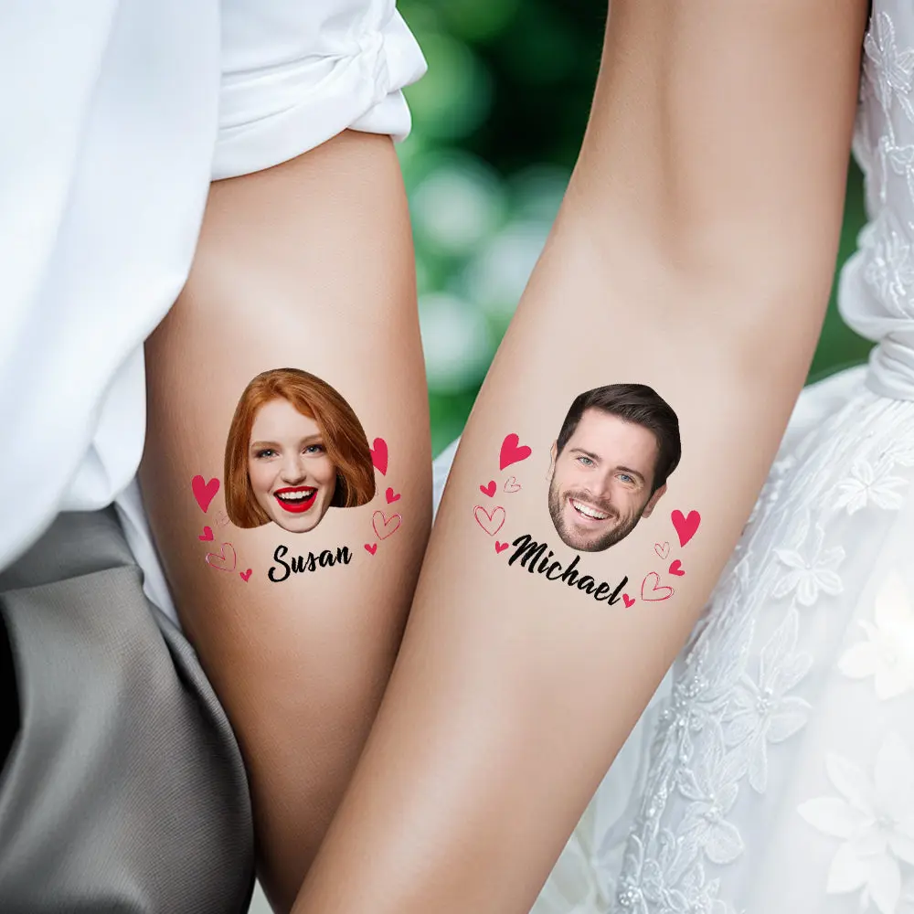 Personalized Waterproof Temporary Face Photo Tattoo Stickers with Name Set of 15 Bachelorette Party Birthday Wedding Favors- mikcustom.com