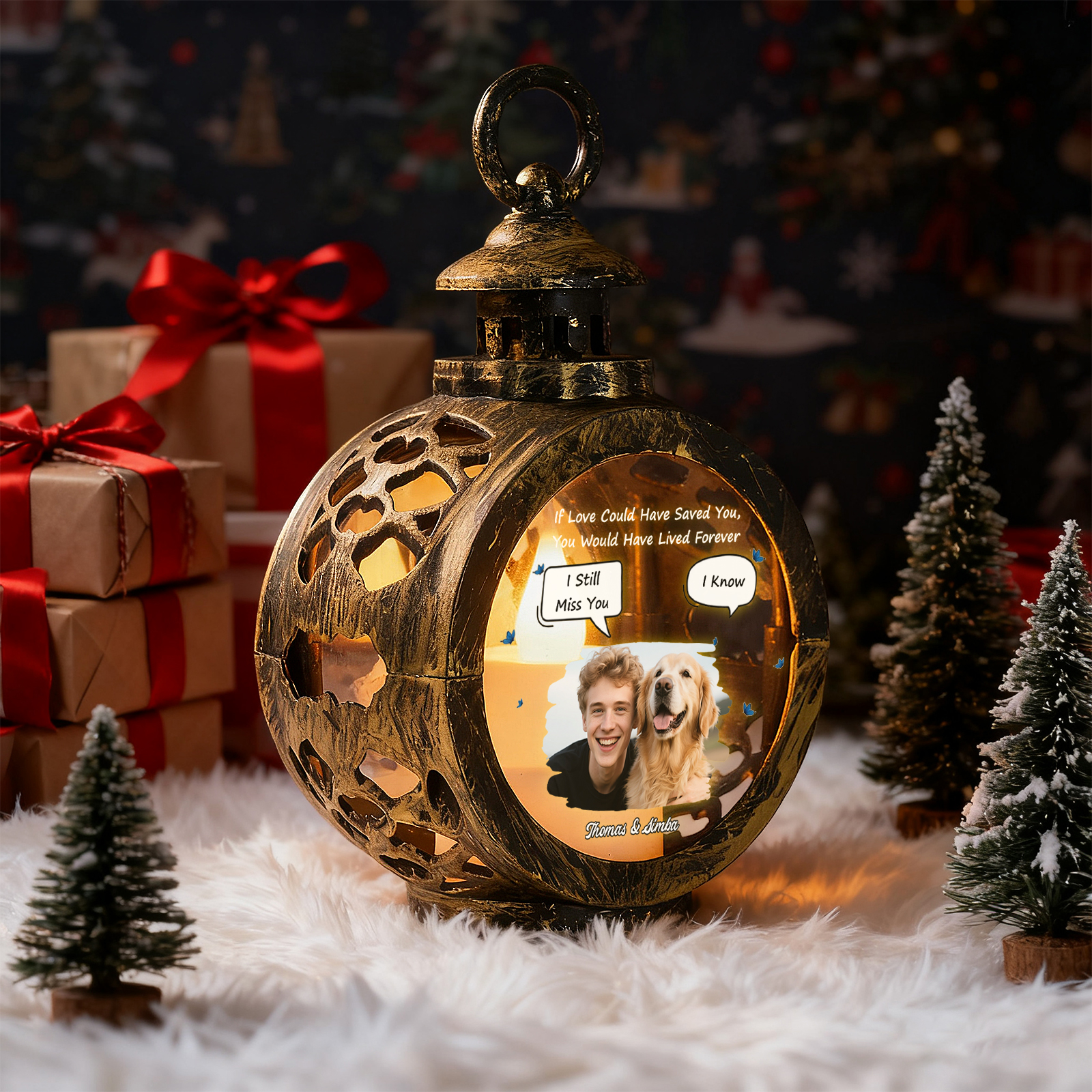 Custom Pet Photo Christmas Tree Ornament – Personalized Text Christmas Gift for Pet Lovers- mikcustom.com