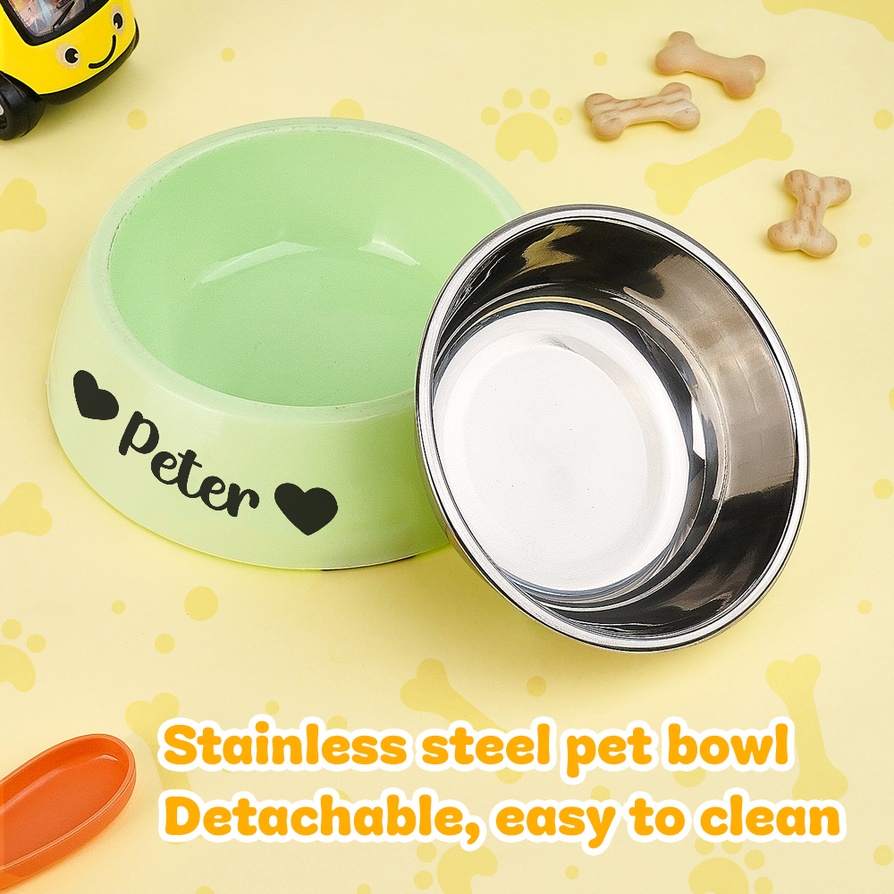 Personalized Pet Water Bowl Stainless Steel Pet Bowl Feeding Supplies Gift for Pet Lovers- mikcustom.com