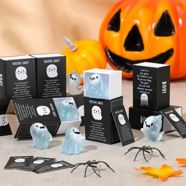 Halloween Mini Ghost Figures Glow-In-The-Dark Resin Figures With Box- mikcustom.com