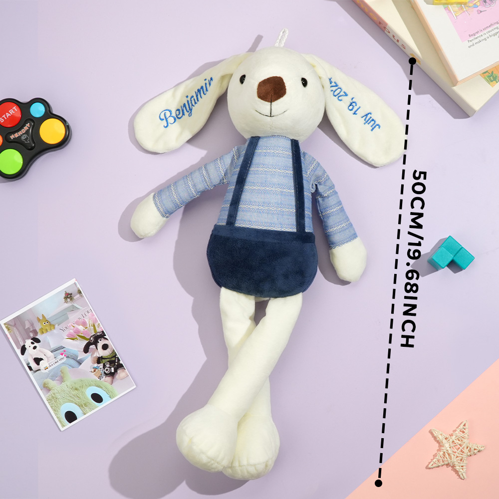 Personalized Bunny Plush Toys Custom Rabbit with Embroidered Name Gift for Children- mikcustom.com