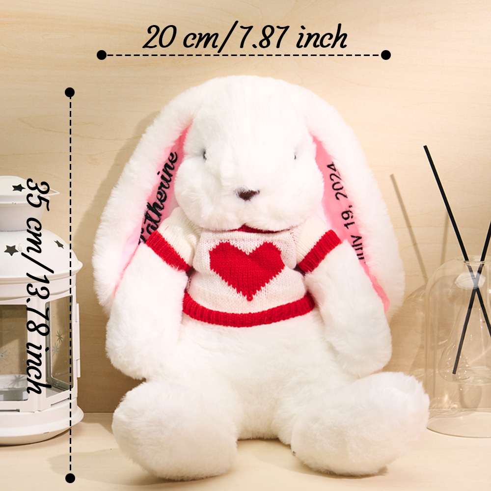 Personalized Sweater Bunny Plush Toys Custom Rabbit with Embroidered Name Gift for Children- mikcustom.com