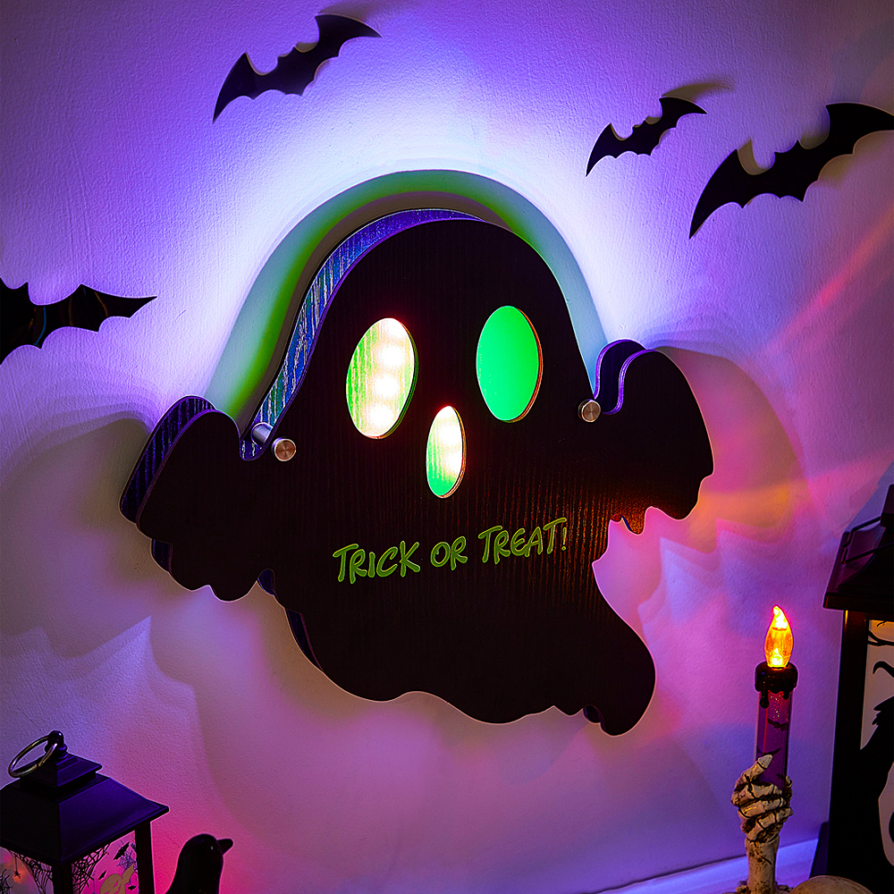 Personalized Trick or Treat Ghost Light with Text Halloween Night Light Gift for Family or Friend- mikcustom.com