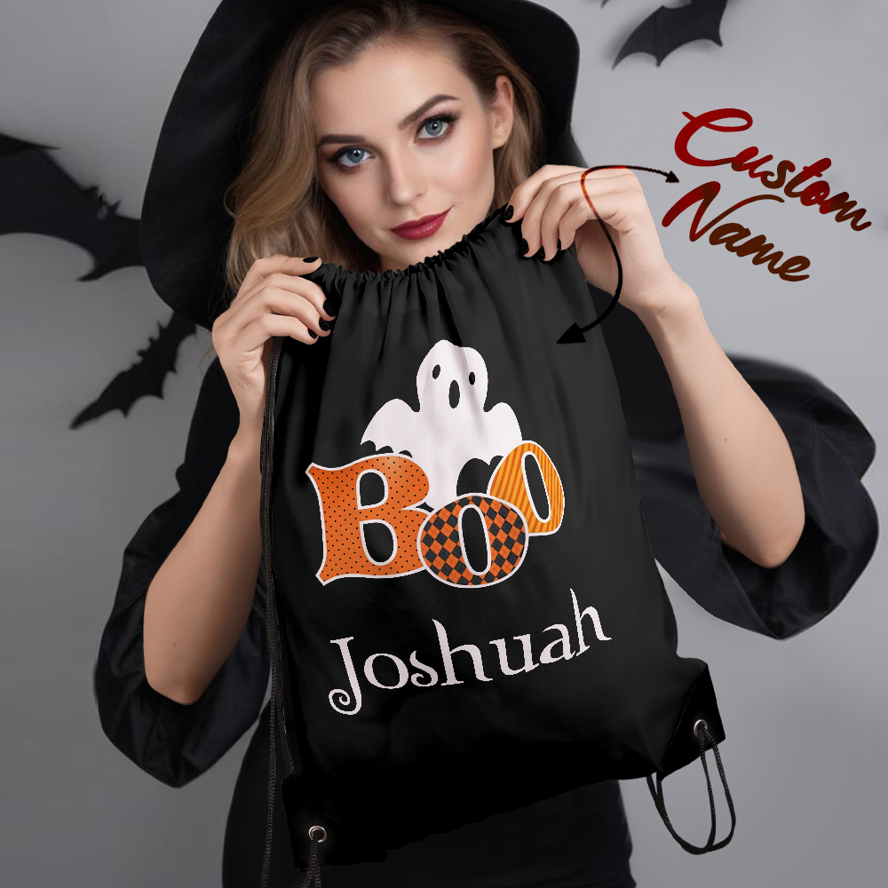 Custom Engraved Halloween-Themed Drawstring Bags for Trick-or-Treating and Festive Fun- mikcustom.com